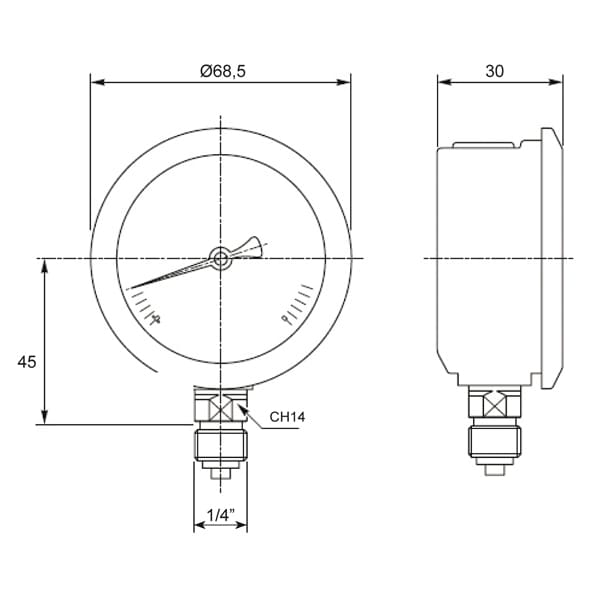 manometre vertical diametre 63 schema